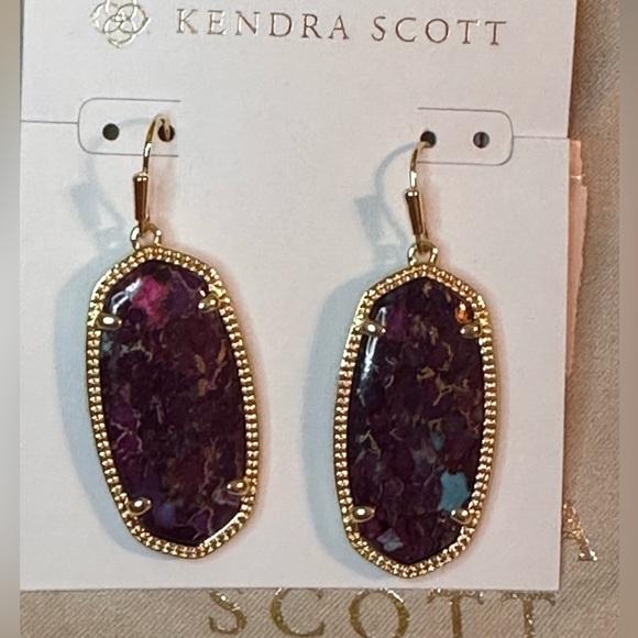 KENDRA SCOTT
Elle Earrings in Gold with Bronze Veined Purple Turquoise NWT - Picture 2 of 9